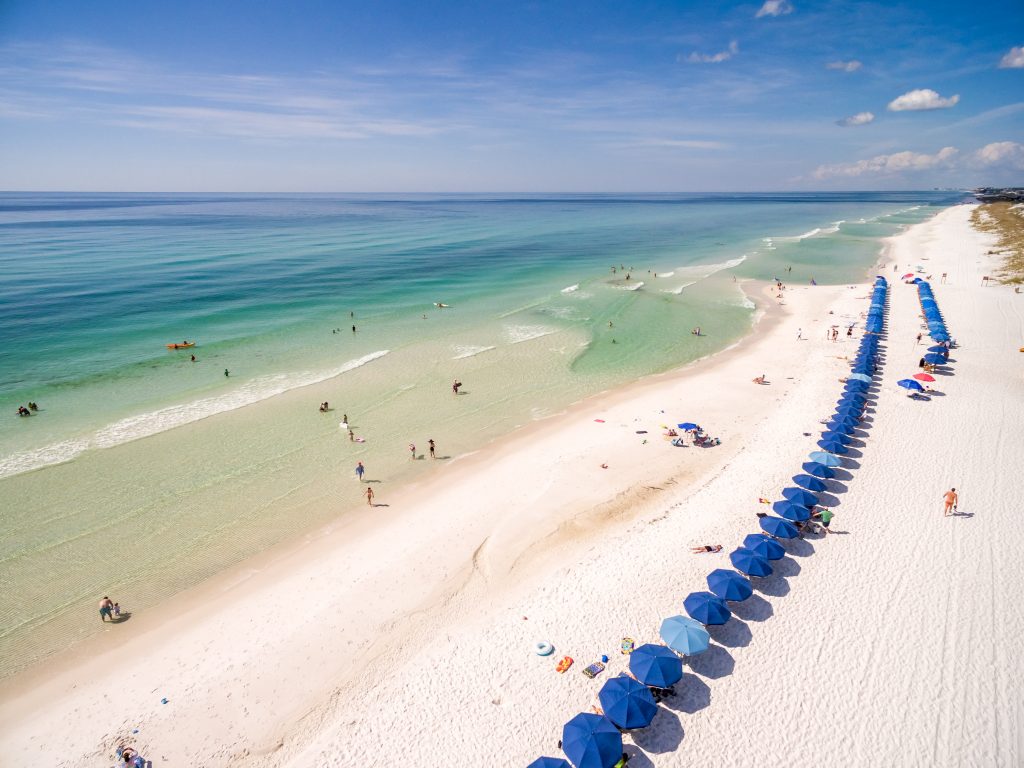 aerial view of beach set up