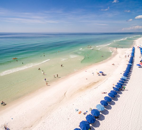 aerial view of beach set up