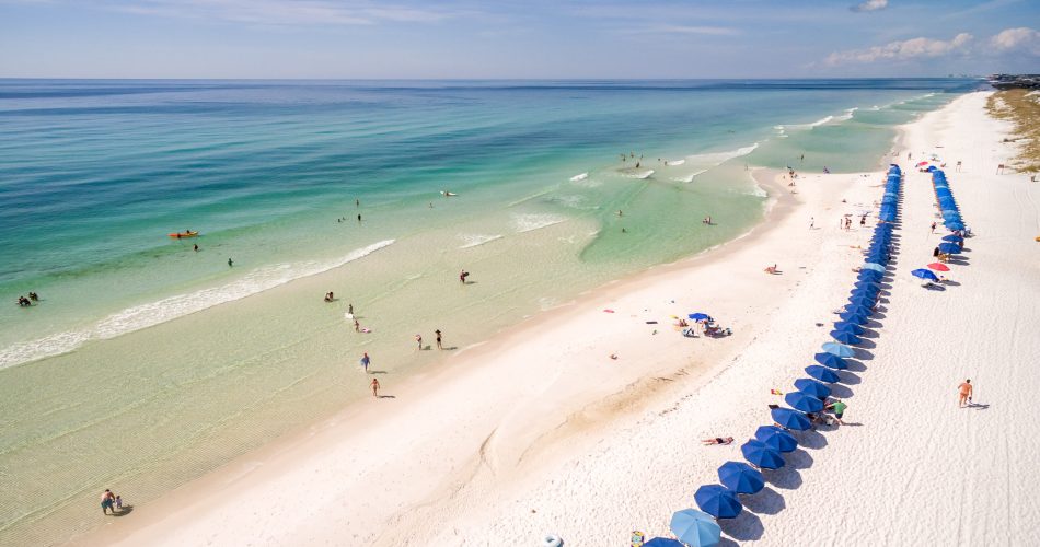 aerial view of beach set up